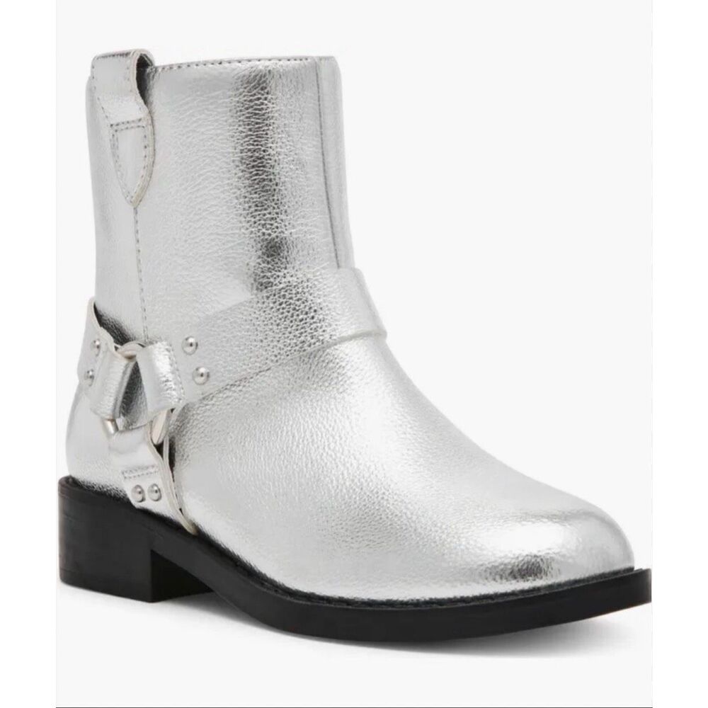 Dolce Vita Metallic Ankle Boots‎ Silver Harness Girls Size 5 NEW